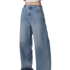 Light blue jeans on a white background